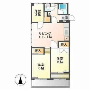 二葉レヂデンス【3階】の間取り