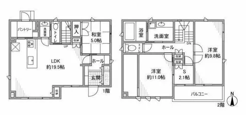 愛知県豊田市豊栄町4丁目【一戸建】の間取り