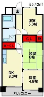 ベルヒルズ則松【803号室】の間取り