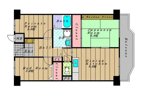 プレスト・コート弐番館【8階】の間取り