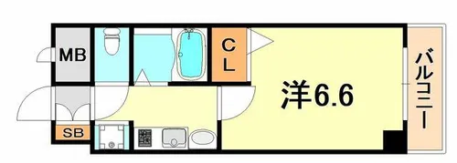 エステムコート三宮EAST2リベルテ【6階】の間取り