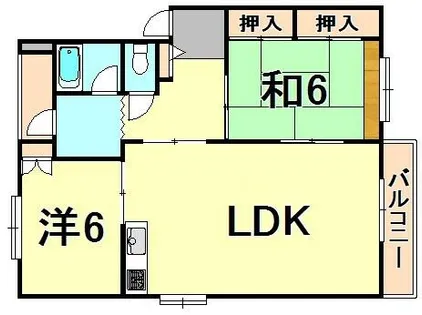 ハイツ瓦木【2階】の間取り