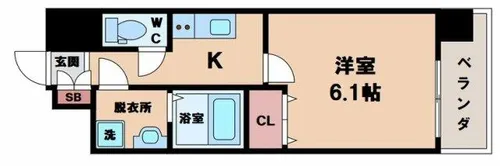 レジュールアッシュ天王寺クレア【5階】の間取り