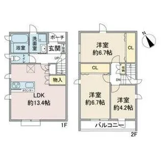 クーボ大根山【1階】の間取り