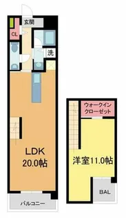 夙川フラット【1階】の間取り