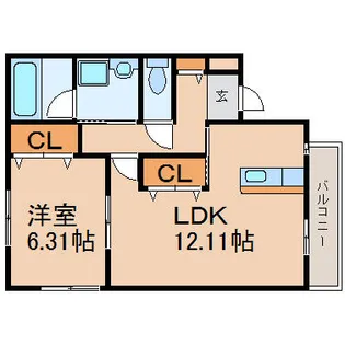 グレイスライフ高畑【1階】の間取り
