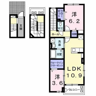 グゥテェ ライゼ A【3階】の間取り