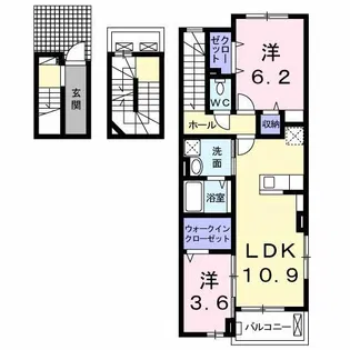 グゥテェ ライゼ A【3階】の間取り