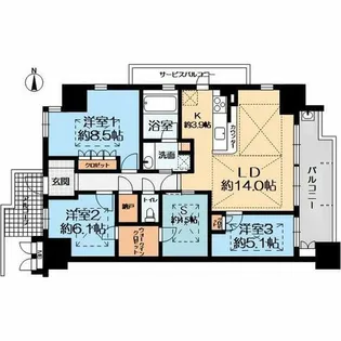 京都桂川つむぎの街グランスクエア【5階】の間取り
