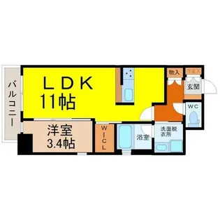スリーアイランドタワー金山【6階】の間取り