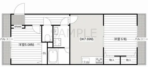 インタルシオ武庫之荘【2階】の間取り