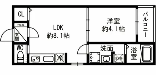 Kvell Garden 香里【1階】の間取り