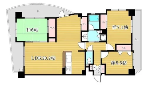 アプローズ薬院デュオイースト【6階】の間取り