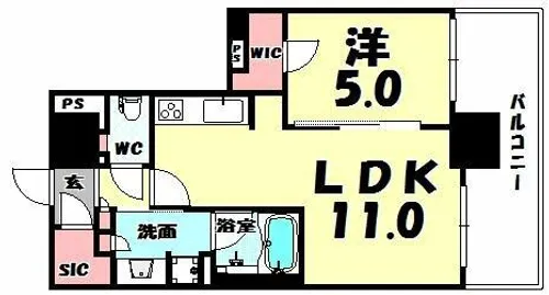 ブランズタワー御堂筋本町【5階】の間取り