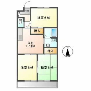 丘マンション【3-D号室】の間取り