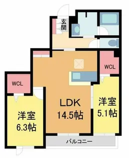 シャーメゾングランデール御影【101号室】の間取り