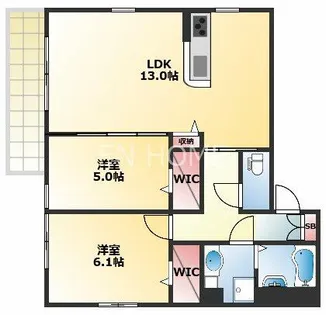 ヴィルフランシュ上本町【3階】の間取り