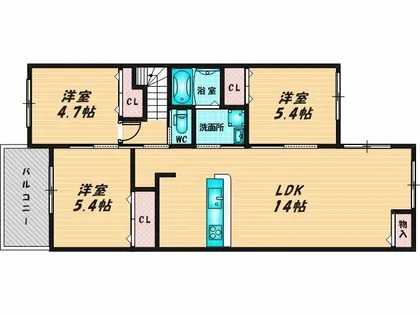 Helena GARDEN 玉串町西Ⅰ【2階】の間取り