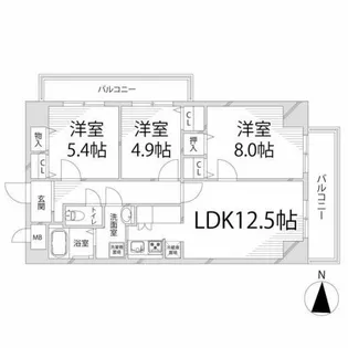 キャッスルコート東辻井【301号室】の間取り
