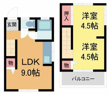 兵庫県宝塚市米谷1丁目【テラスハウス】の間取り