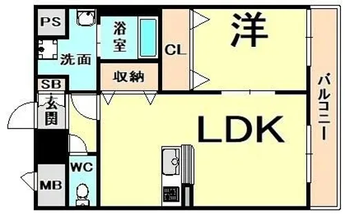 アンプルールフェール エタン セルマン昆陽【1階】の間取り