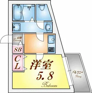 モダンアパートメント神戸湊川【1階】の間取り