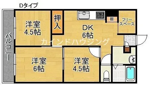 カモンコート岸里【2階】の間取り