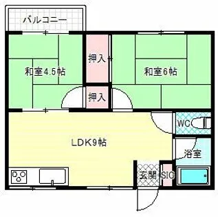 玉手山グリーンハイツ【3階】の間取り