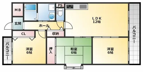 セトン旭【6階】の間取り