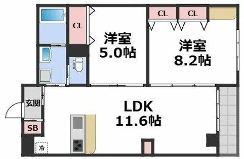 エムズ谷六【2階】の間取り