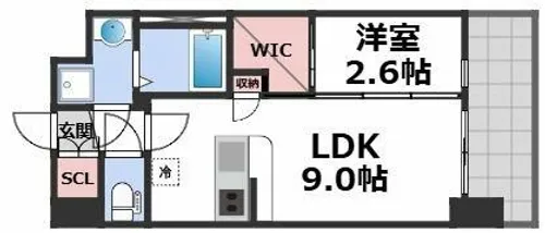 セレニテ夕陽丘エクラ【6階】の間取り