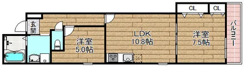 フジパレス土橋【1階】の間取り