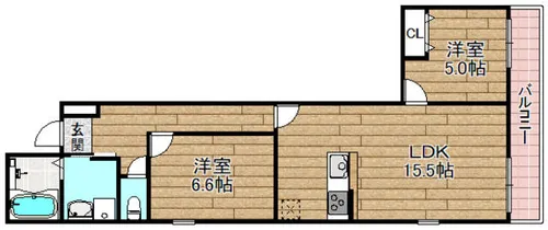 フジパレス土橋【3階】の間取り