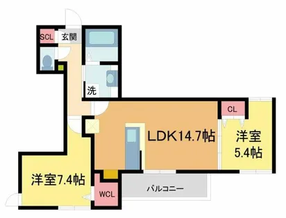 アンバーキューブC【2階】の間取り
