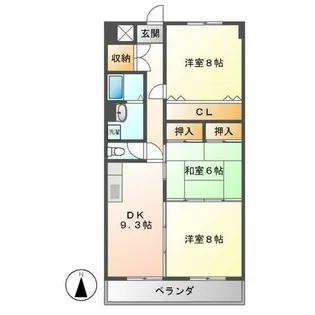 エステート垣戸【602号室】の間取り