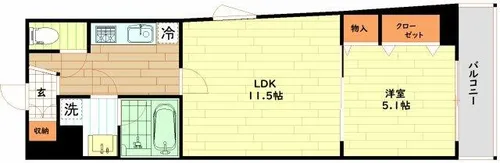 リ・フォルーチェ大阪城【5階】の間取り