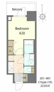 S-RESIDENCE松屋町asence【8階】の間取り