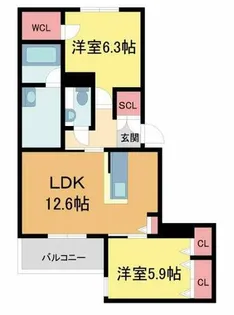 Familiar Ogo【202号室】の間取り