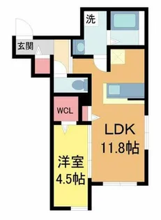 オリビア苦楽園【102号室】の間取り