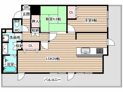 クレヴィア大阪福島【13階】の間取り