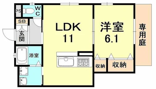 オーベルジュ岡本【1階】の間取り
