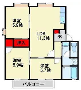 フレグランス学園台 E棟【202号室】の間取り