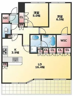 カスタリア上町台【13階】の間取り