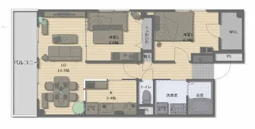 フランカー桜ノ宮SIX【8階】の間取り