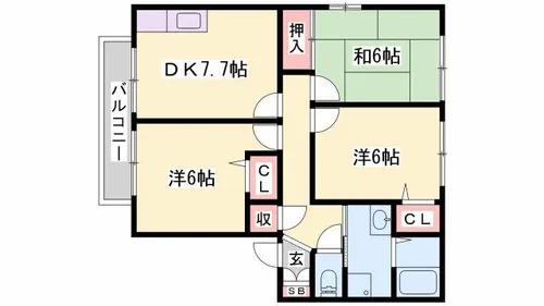 DRけやき【B202号室】の間取り