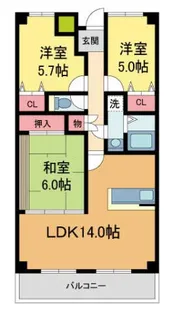 アジュール宝塚【5階】の間取り