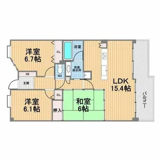 セントラル甲子園口1丁目イプシオン【3階】の間取り