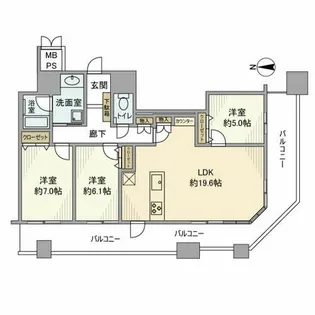 ザ・ライオンズミッドキャピタルタワー【7階】の間取り