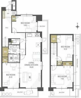 御器所サンハイツ【5階】の間取り