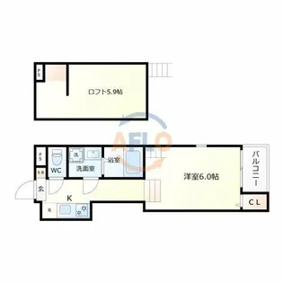ハーモニーテラス墨江【1階】の間取り